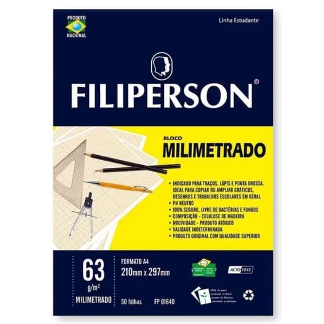 BLOCO MILIMETRADO A4 63G 50F FILIPERSON