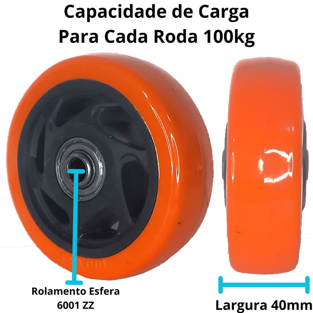 RODA 412 BP 4 POLEGADA COM ROLAMENTO 6001ZZ CARGA 100KG