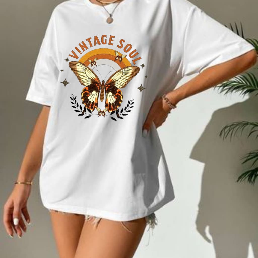 Camiseta Feminina Vintage Oversize Camisetão T-shirt Algodão 100%
