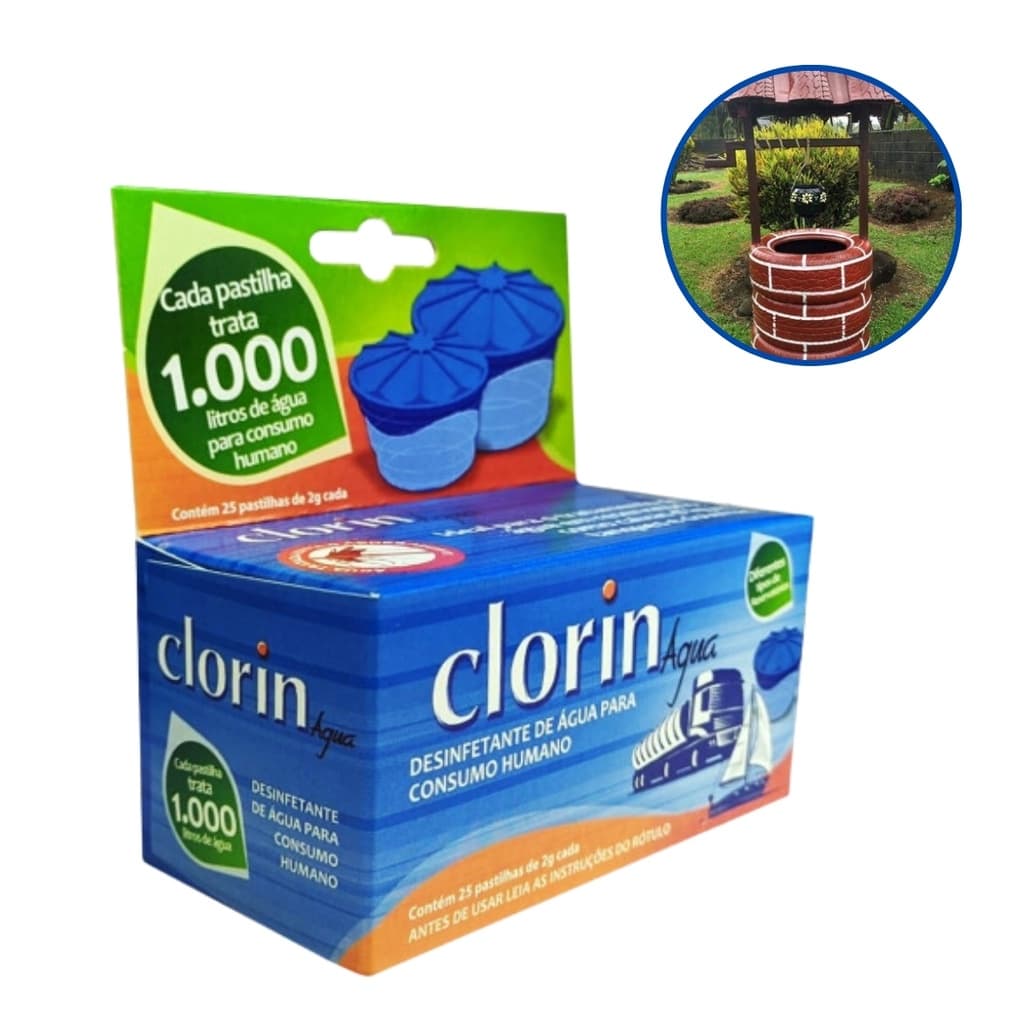 25 Pastilhas Clorin 1.000 para Tratamento de Água – Mantém a Água Limpa Sem Alterar o Sabor