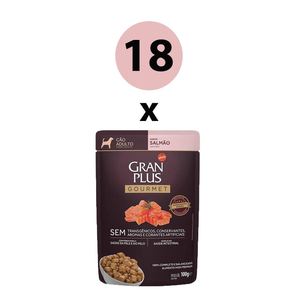 GranPlus Sachê Gourmet Cães Adulto 100g - Pack com 18 unidades