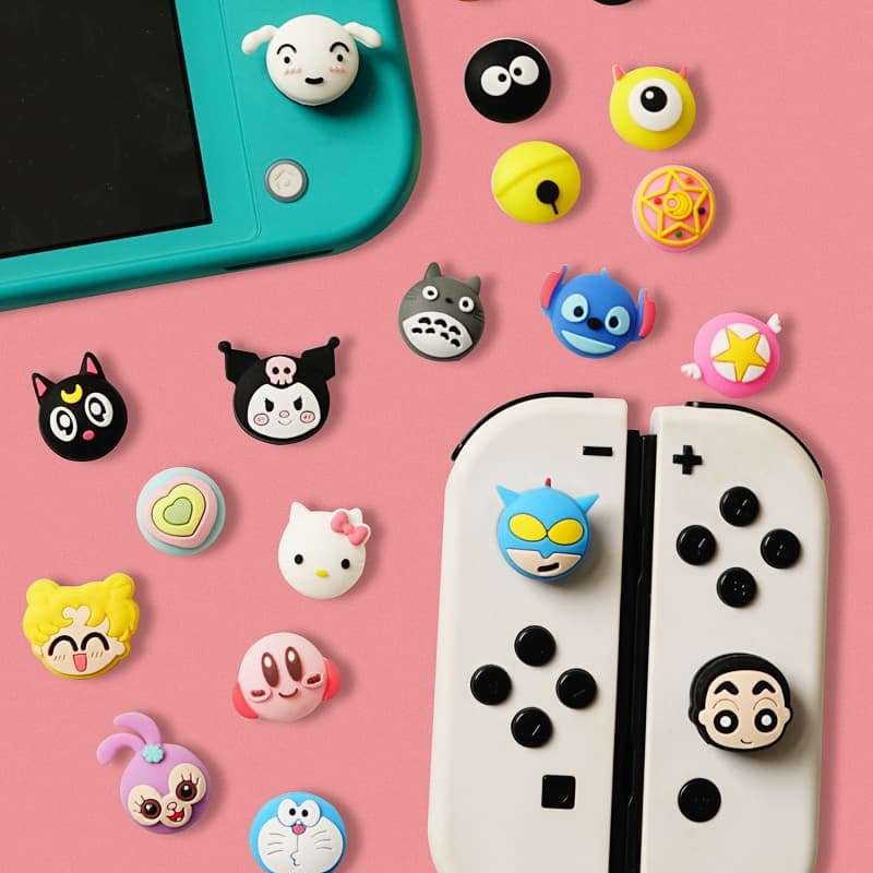 GeekShare Nintendo Switch Thumb Grip Caps Cute Cross D-Pad Button Silicone Grips Set ABXY Botões De Chave Joystick Capas