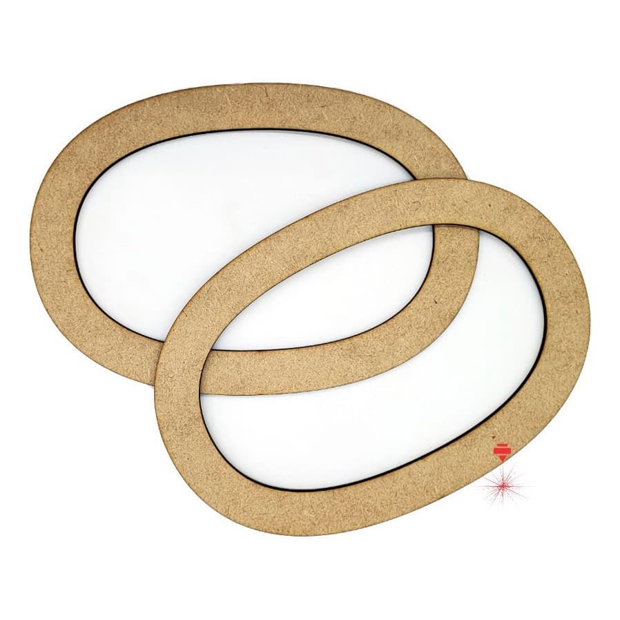 02 Pares Alça Bolsa De Crochê Fio De Malha Mdf Cru 14x20cm