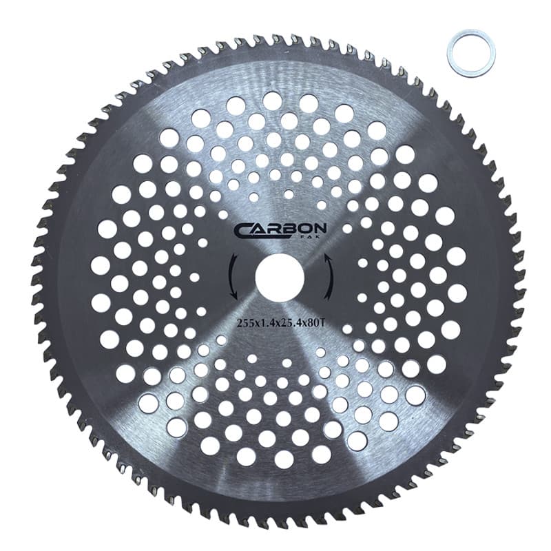 Disco de Corte 80 Dentes para Roçadeira a Gasolina com Furo Central 25,4mm e Redutor para 20mm Carbon Fak