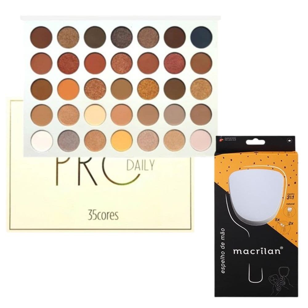 Paleta Pro Daily Com 35 Cores - Luisance - L3215 + Espelho Triplo De Mão - Macrilan - ES-02