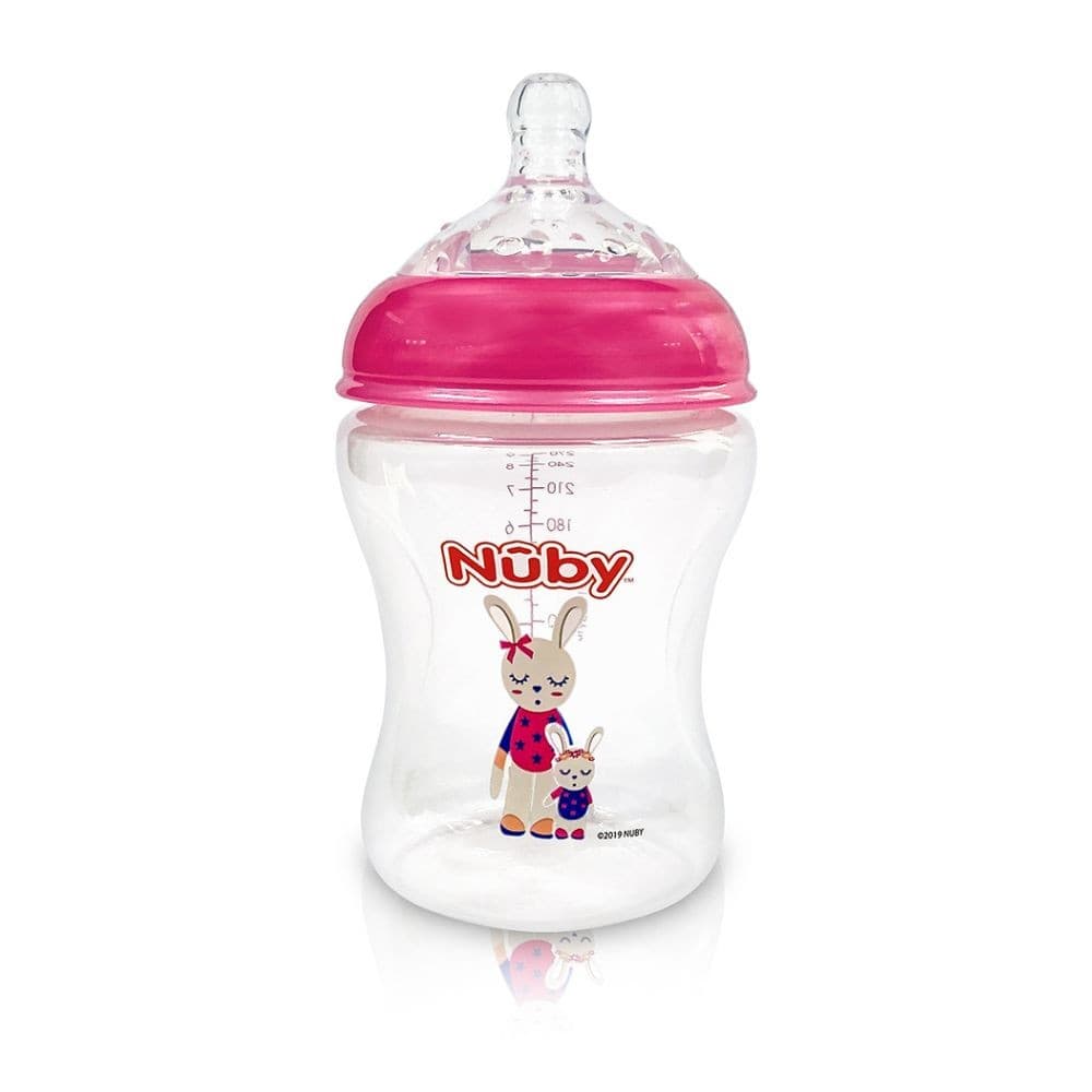 Mamadeira Boca Larga Bico Anatomico Brilha no Escuro 270ml Rosa