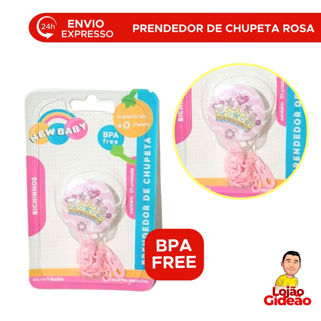 Prendedor De Chupeta Clipes Para Menina Rosa Reforçada Modelo Mola Bico Bebê