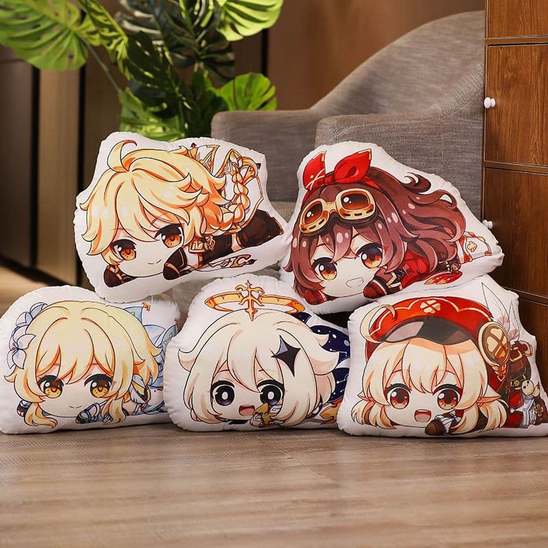 [Impressão em ambos os lados] Almofada de sofá Genshin Impact, almofada decorativa para sala de estar, brinquedo de pelú