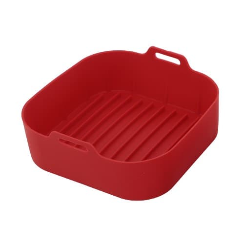 Forro Forma Cesto Airfryer Silicone Quadrado Vermelho 16,5cm x 6cm