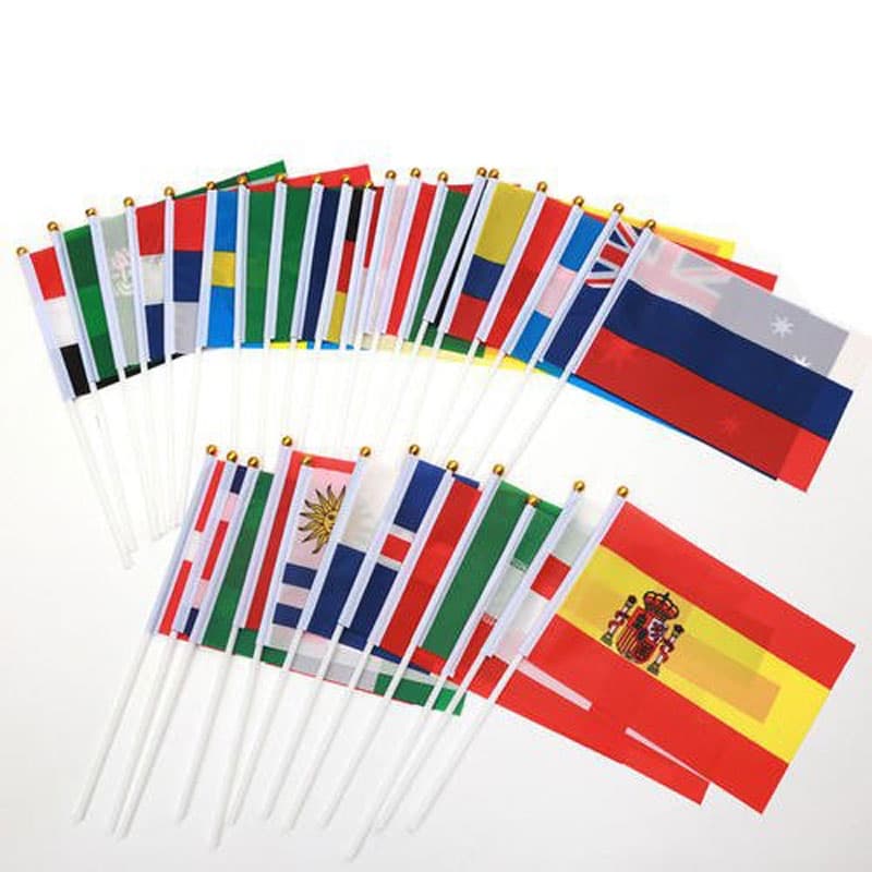 Bandeira De 10 Peças Mini Manual 14x21cm Poliéster Pequena Com Plástica Para Decorações De Festas