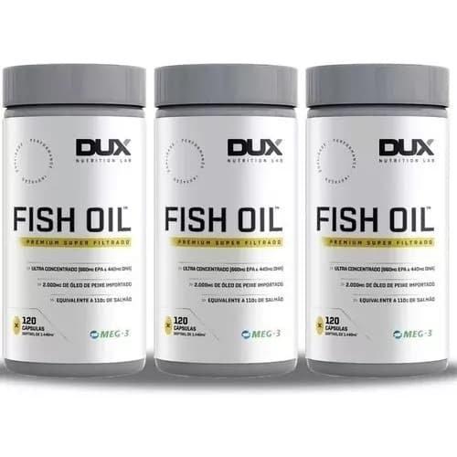 Kit 3x Fish Oil - Ômega 3 - 120 Cápsulas Cada- Dux Nutrition