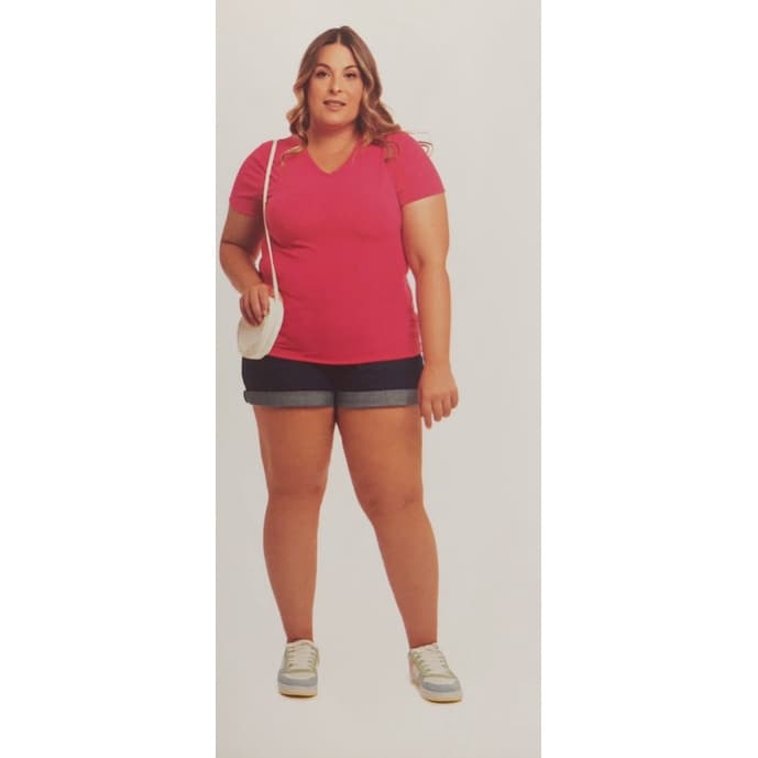 BLUSA FEMININA  PLUS SIZE MANGA CURTA CANELADA G1/G4 LINDA