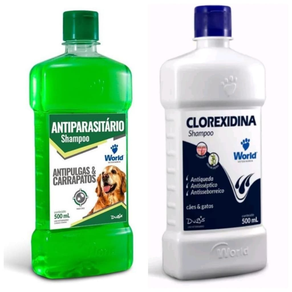 Kit Shampoo Dugs Antipulgas e Carrapatos + Shampoo Clorexidina Cachorro Gatos 500ml cada. Pet, Pet shop