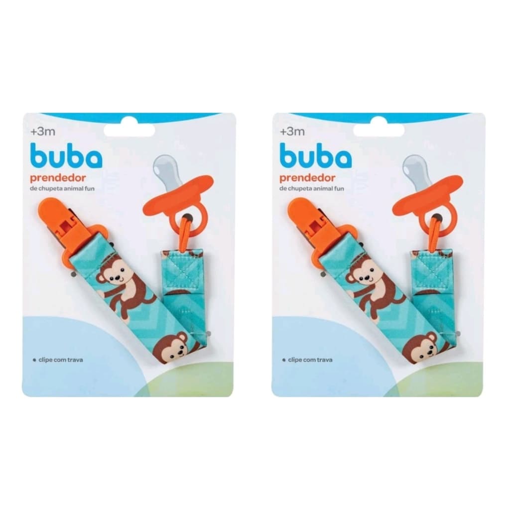 Kit 2x Prendedor de Chupeta Bico Macaco Macaquinho Desenhos Lindos Buba