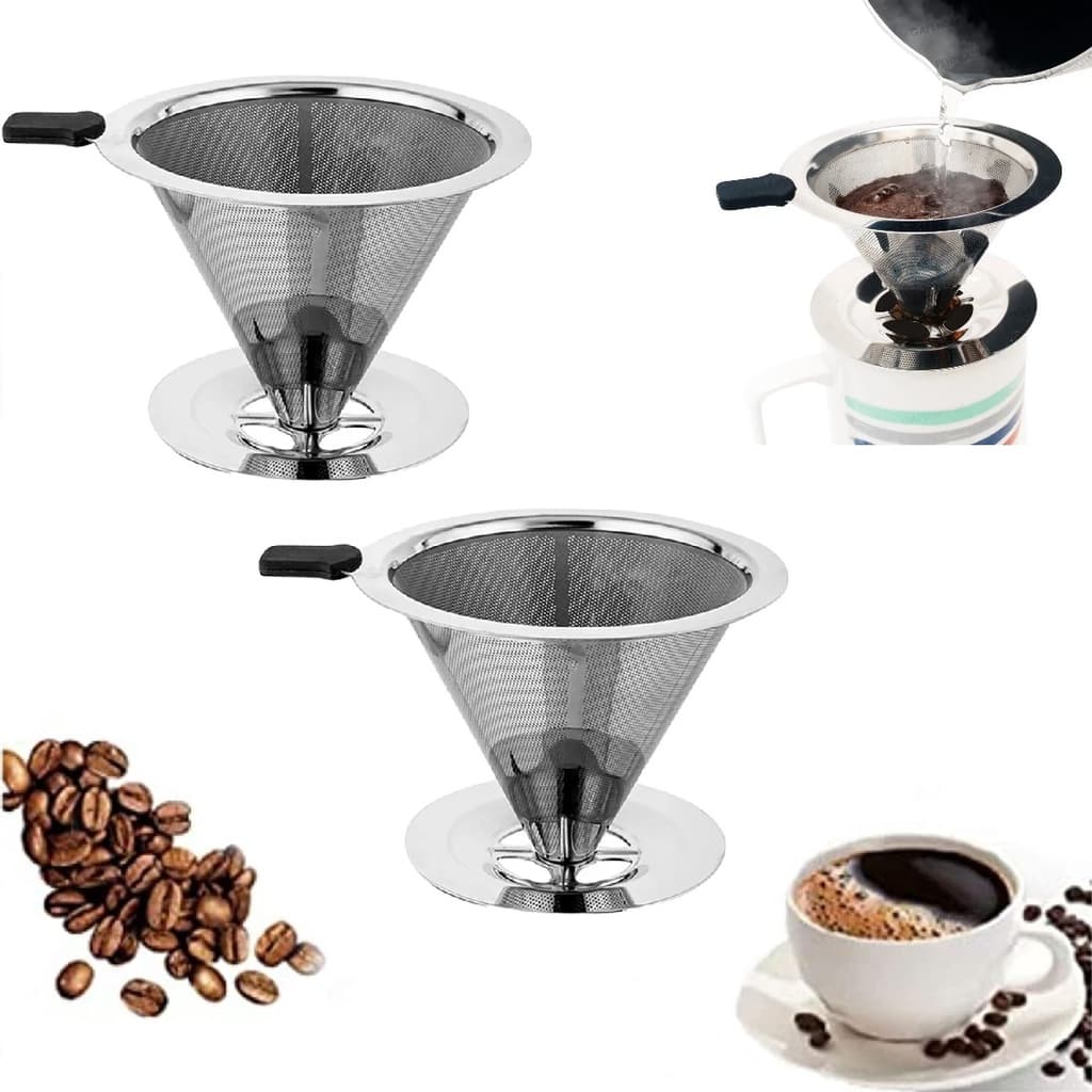 2 Filtros Coador para Café Reutilizável Aço Inox Cafeteira