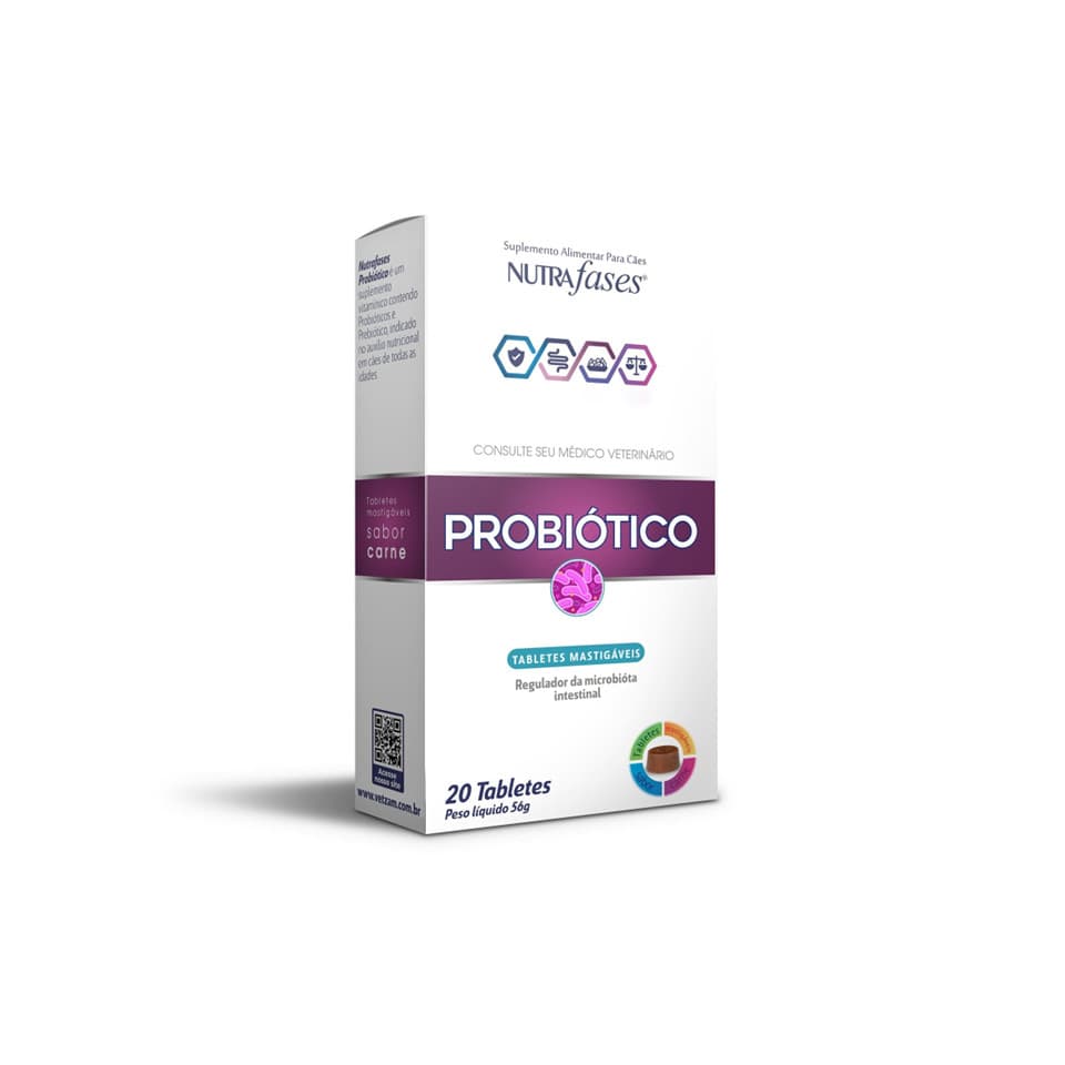 Nutrafases Probiotico Suplemento Para Cães 20 Tabletes