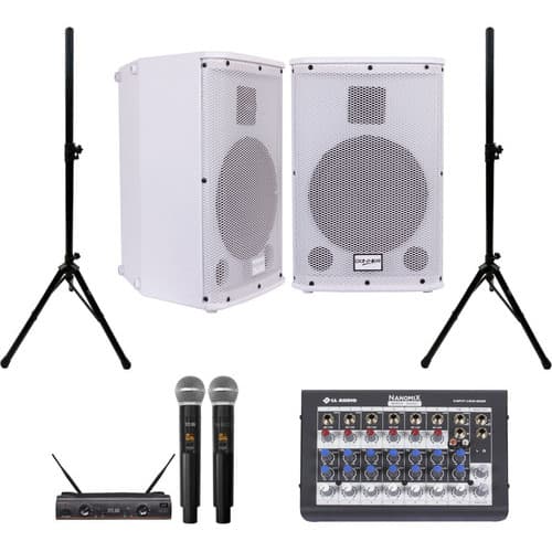 Kit Saga Ativa + Passiva 8 Pedestal Mesa 8 Canais Microfones