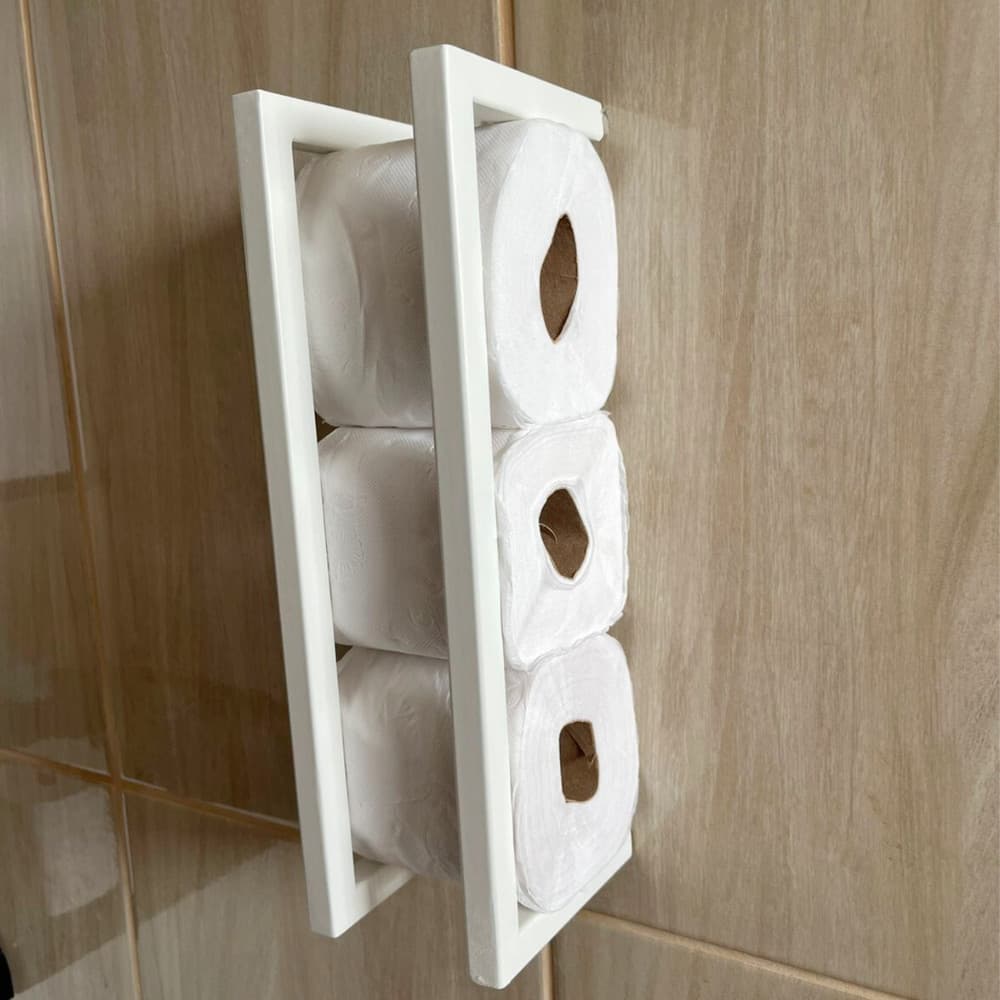 Suporte Porta Papel Higiênico Branco. Pintura Eletrostática para 3 Rolos.