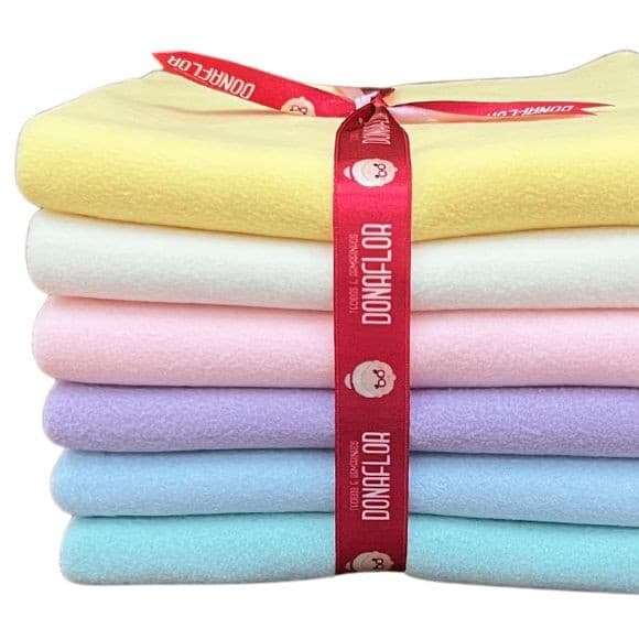 Kit Microsoft tons Pastel para Naninhas e Artesanatos - 6Tecidos 40x80cm Hipoalérgicos