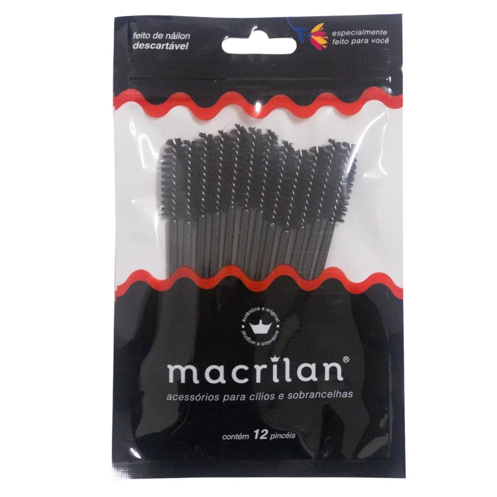 Kit Com 12 Pincéis Para Cílios/Sobrancelhas - Macrilan - EJ302