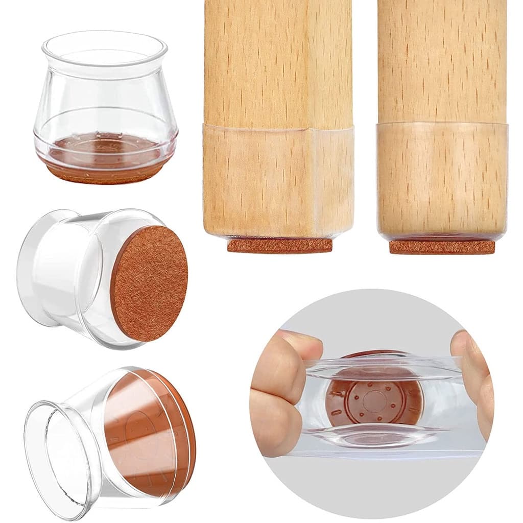 Protetor de Silicone Para Pés de Cadeiras e Mesas, Alta Transparência Cobre , Proteger O Chão Para Reduzir Ruído , Fácil De Mover