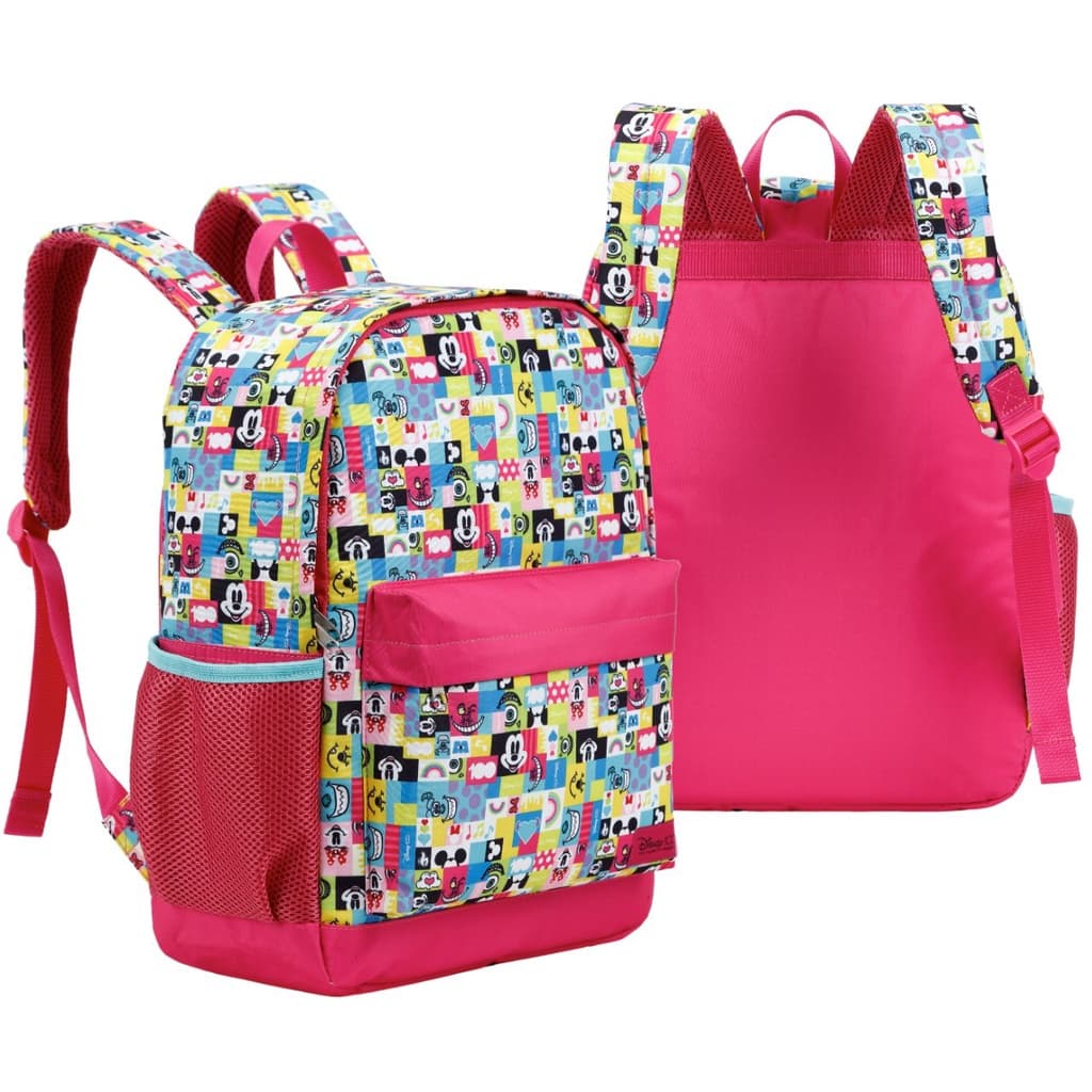 Mochila Disney Feminina Bolsa Escolar Costas Menina Rosa