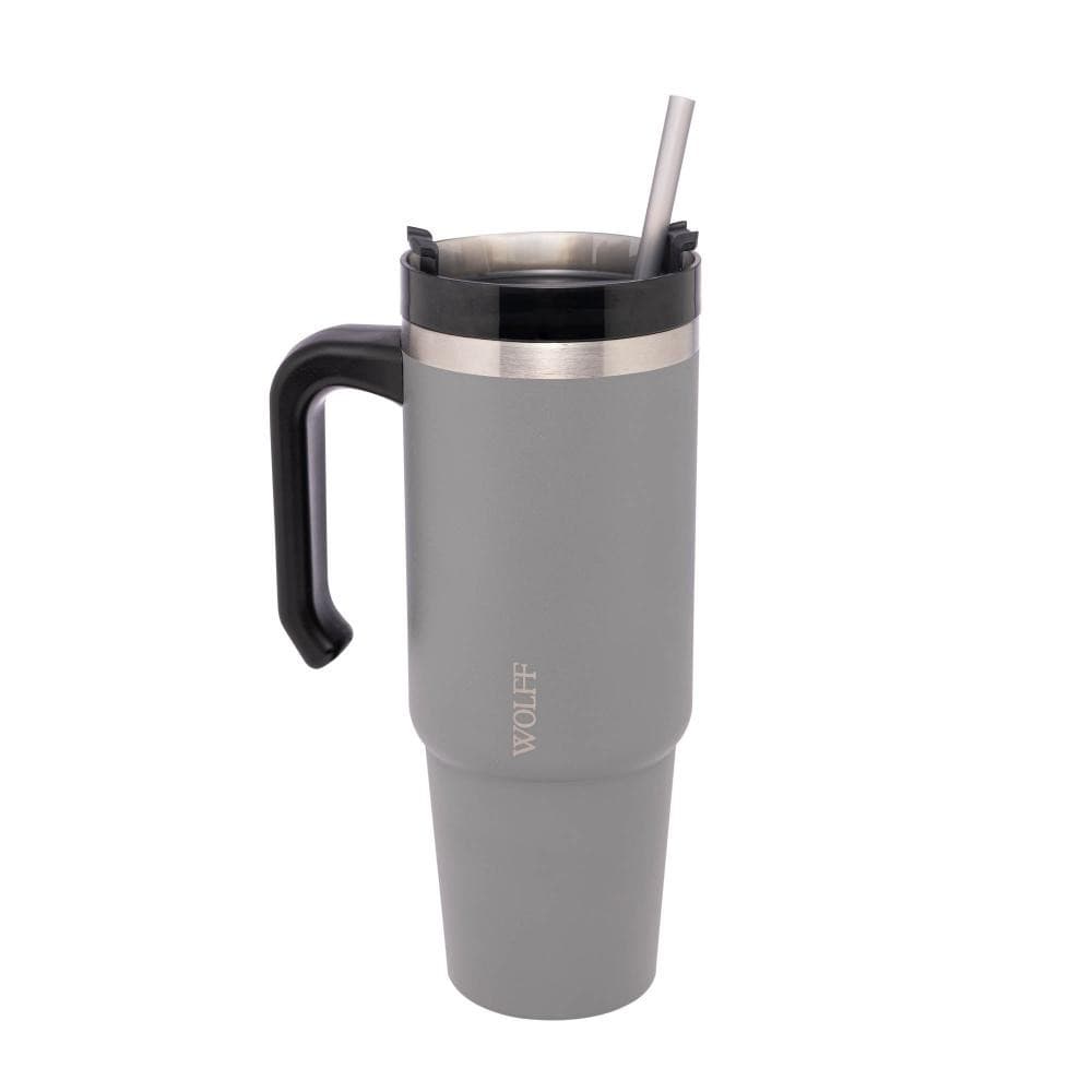 Copo Térmico 890ml Caneca Inox Parede Dupla SlimTerm Wolff Cinza - Garrafa Térmica com Canudo e Alça