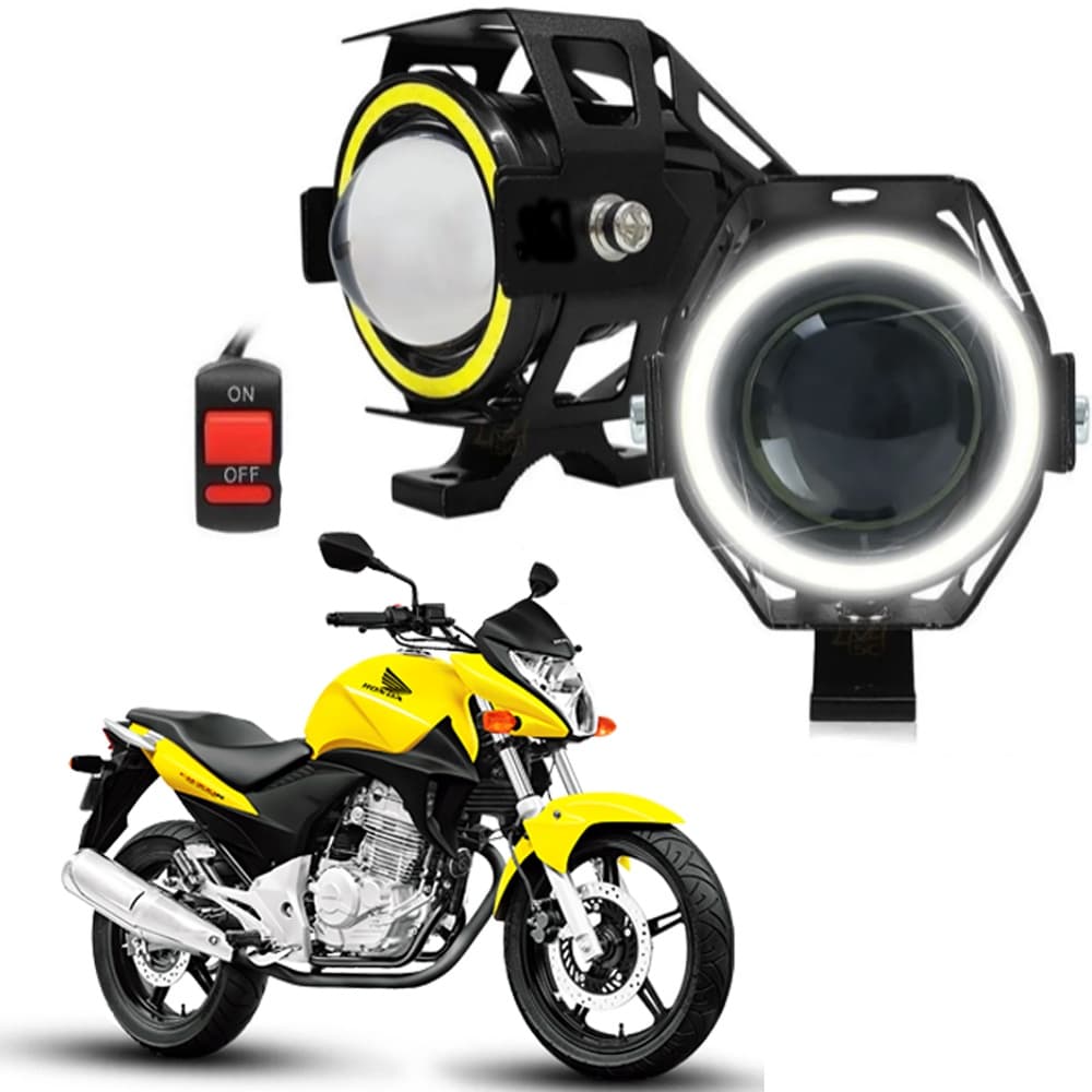 Kit Led Farol Milha Moto CB300R 2010 2011 2012 2013 Angel Eye U7 Mini