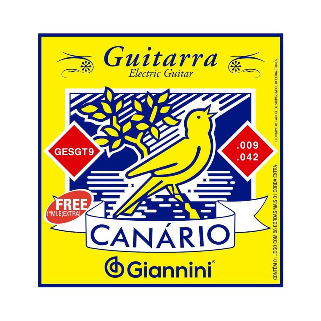 Encordoamento Guitarra Giannini Canário GESGT9 0.009 Aço