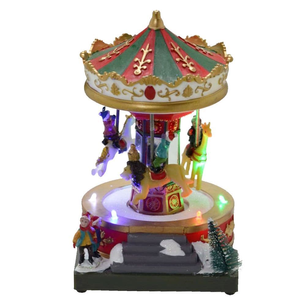 Cenário Enfeite De Natal Carrossel Com Luz Som Movimento Parque Diversão Decorativo Papai Noel Natalino Casa Sala Luxo