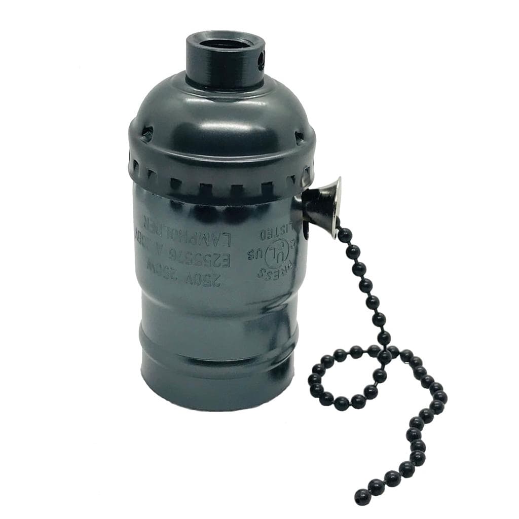 Soquete E27 com Cordinha Retrô Vintage Preto Pérola Estilo Antigo Decorativo
