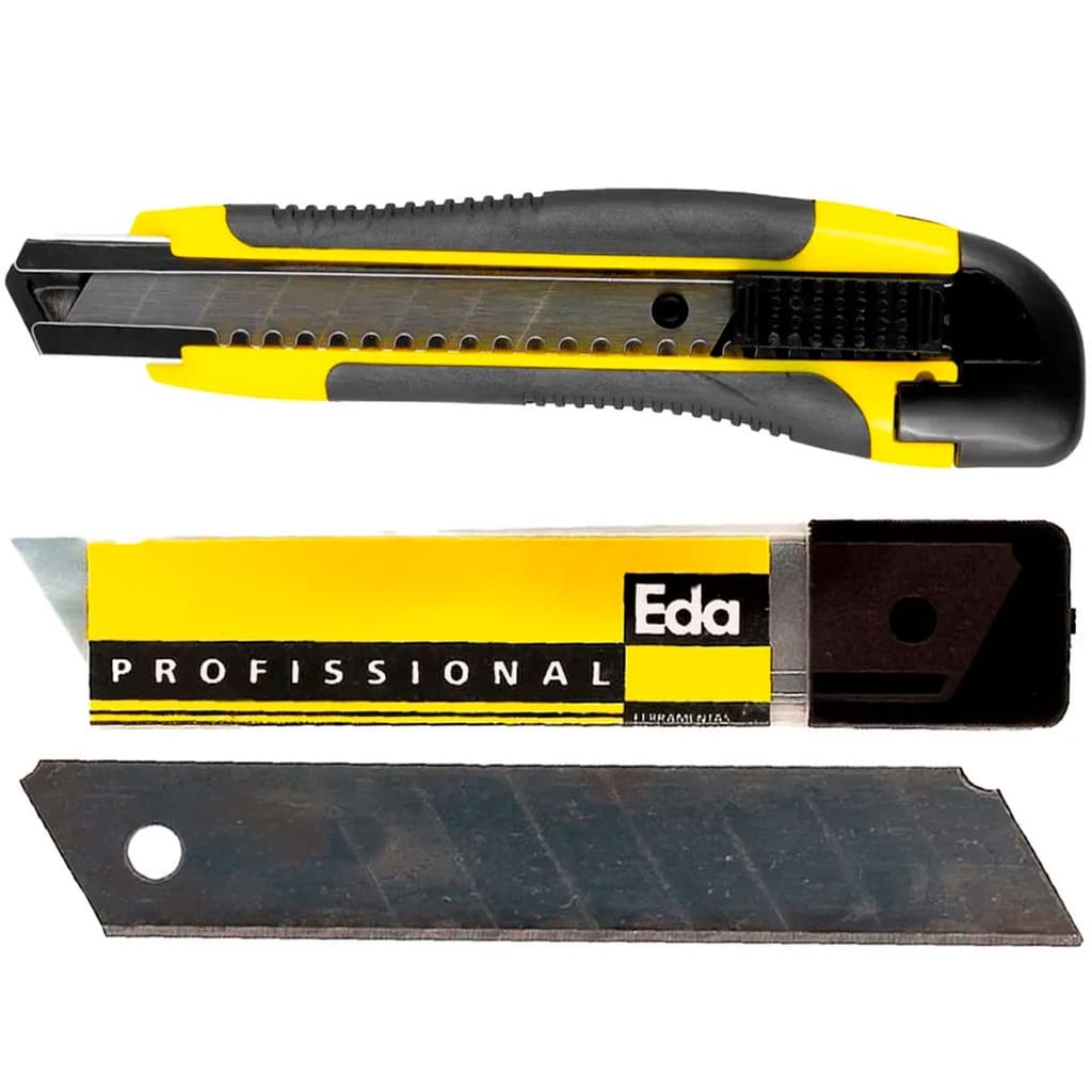 Estilete Largo Profissional - Med. 18mm + Lâminas 10 Peças - 8RO 8TC