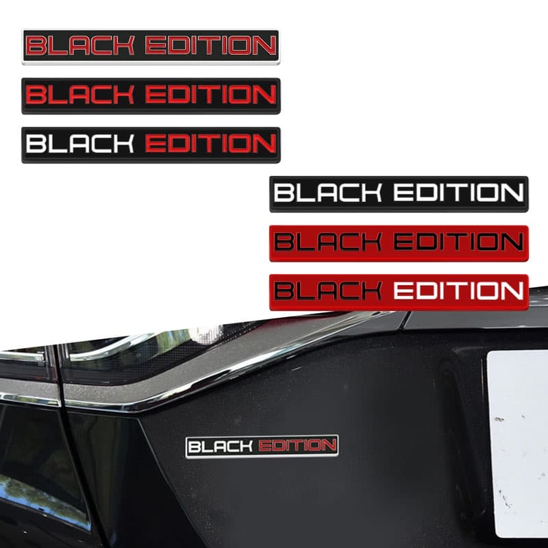 1Pcs 3D Chrome Metal Black Edition Car Styling Badge Emblema Lateral Da Cauda Autocolante De Motocicleta Acessórios