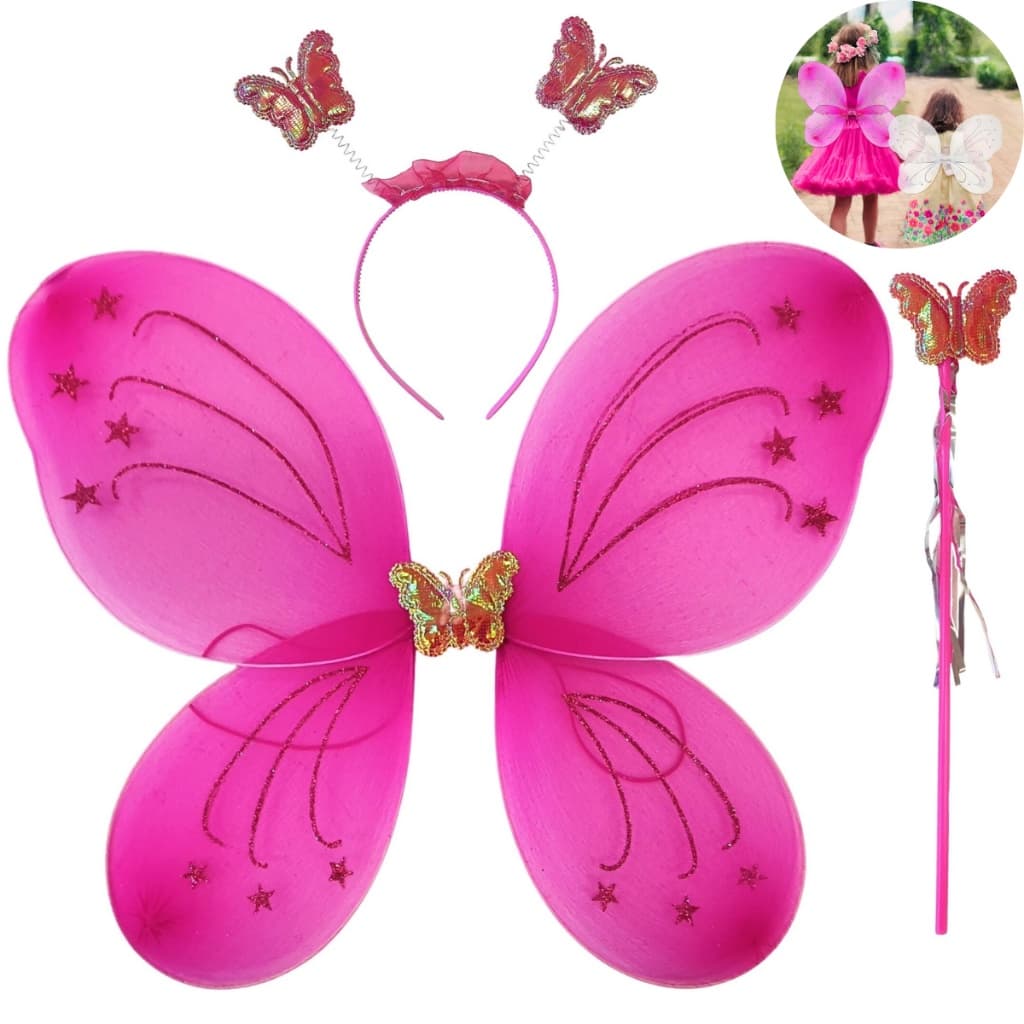 Asa De Borboleta Com Conjunto De Varinha E Tiara Para Festa E Fantasia