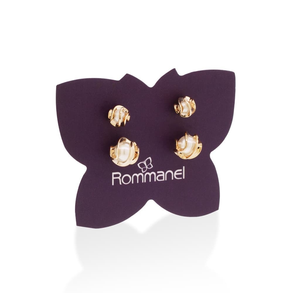 Kit Brinco Rommanel 1o E 2o Furo Banhado A Ouro 18k - 527389 Original
