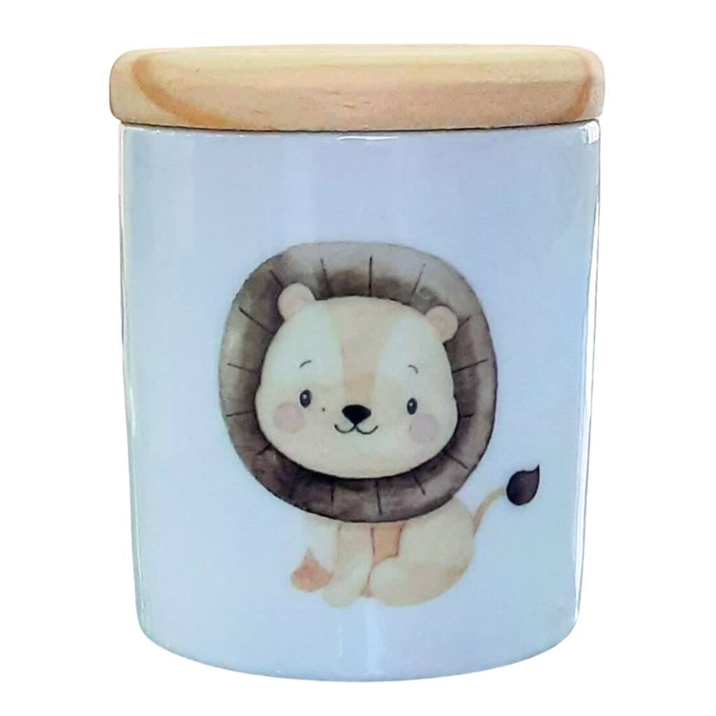 Pote Maior para Kit higiene bebê Safari - Peça Porcelana Tampa Pinus