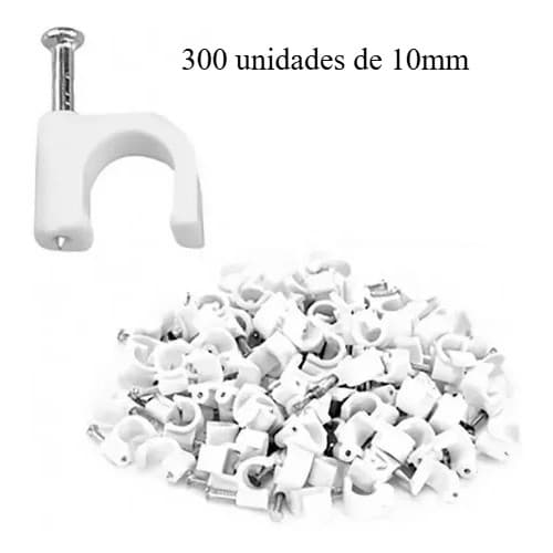 Grampo Fixa Fio Cabo Coaxial Miguelao 10mm Branco Passa Fio Acabamento Design