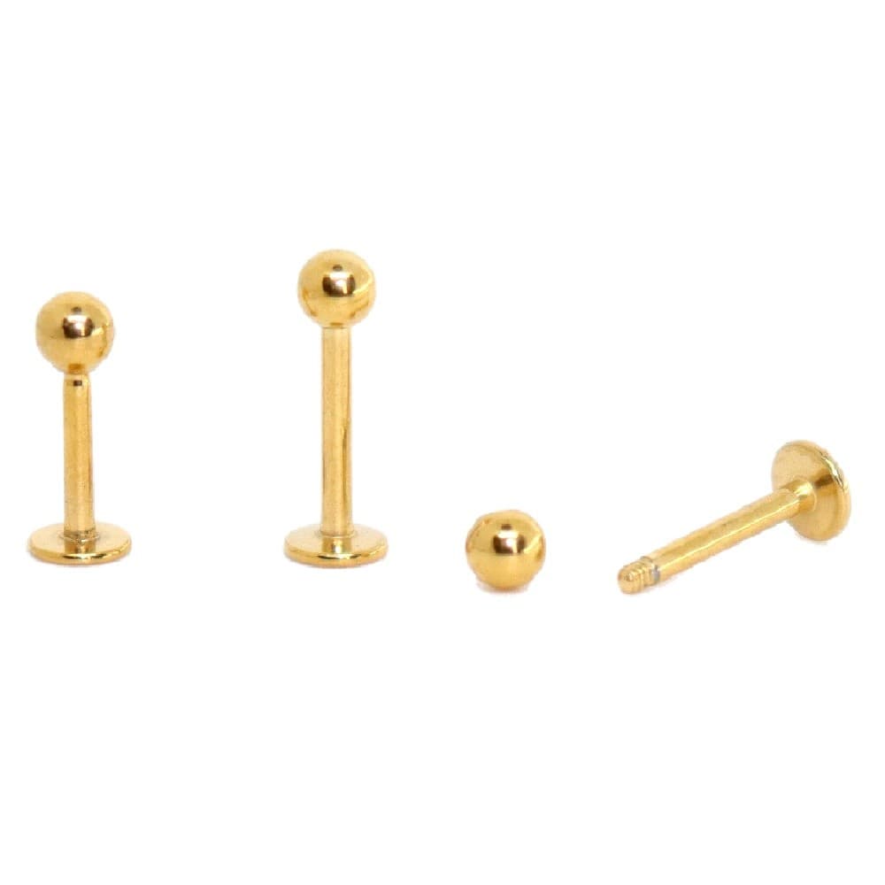 Piercing Labret em Aço inox PVD Dourado Rosca Externa para Tragus, Hélix, Conch, Lóbulo, Medusa, Monroe  12 pc