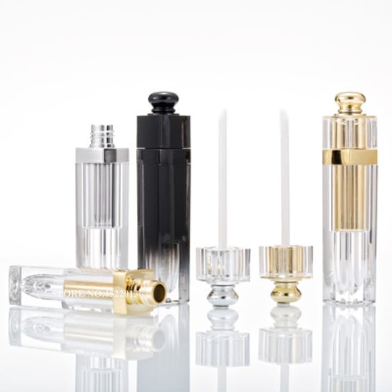 Novos Tubos De 5ML De Bálsamo Para Os Lábios Vazios Com Varinha De Ouro Recarregável Frascos