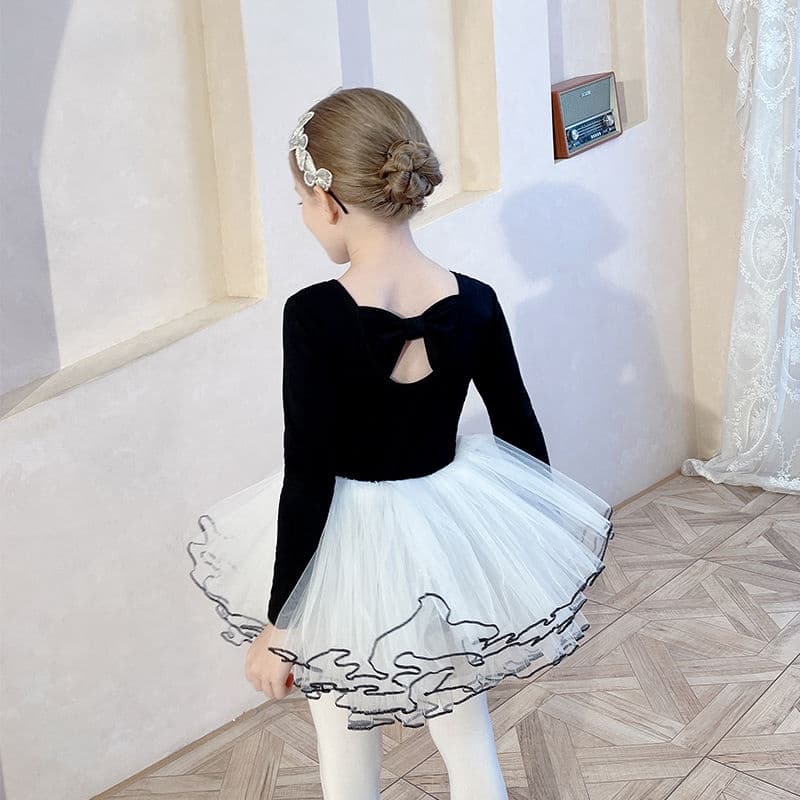 [WDF] Fantasia de dança infantil bonita, fantasia de prática para meninas, roupa de dança, saia de dança de gaze, saia d