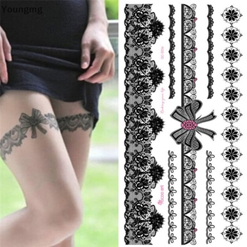 Youngmg Tatuagem À Prova D'água Autocolante Temporário Em Meias De Renda De Transferência Das Pernas Do Corpo Tattoo ngmg