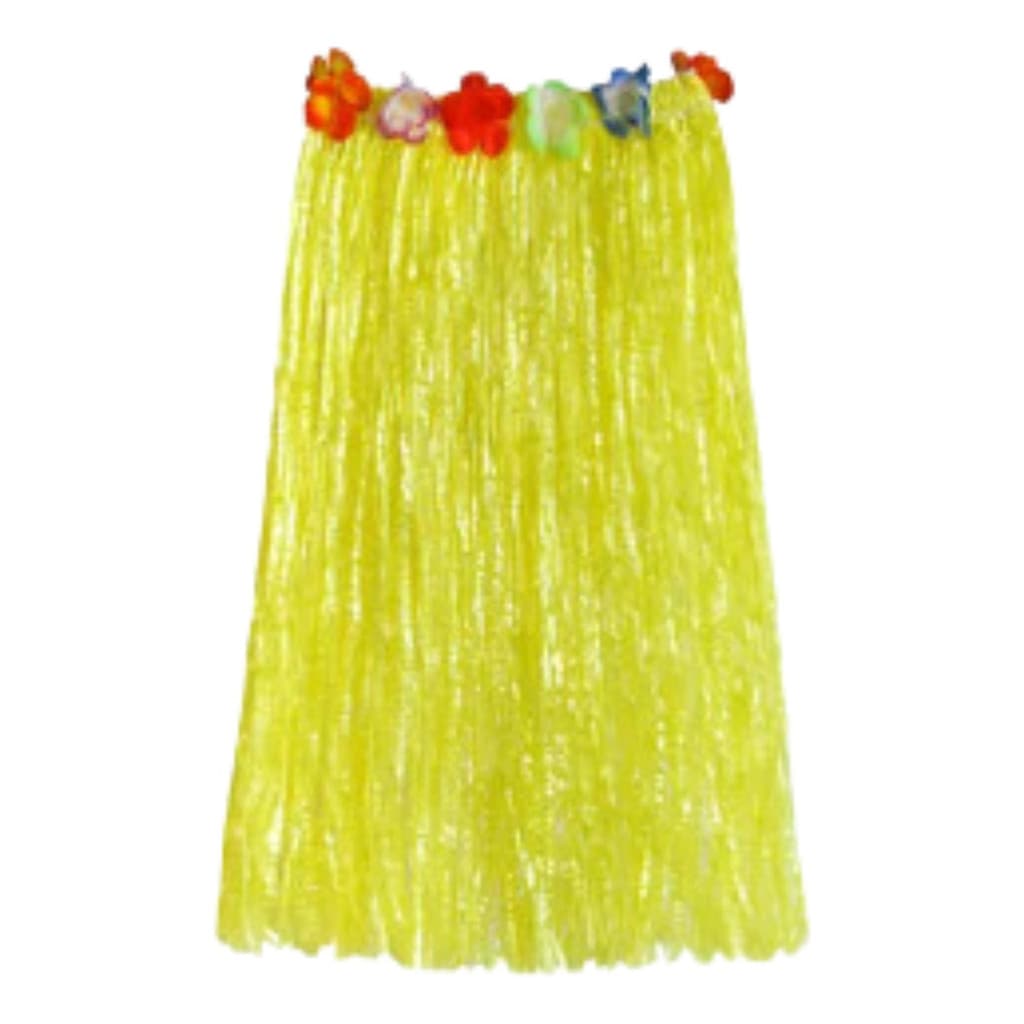 Saia Longa Havaiana Luau Festa Havaiana 60 Cm Amarelo Velcro