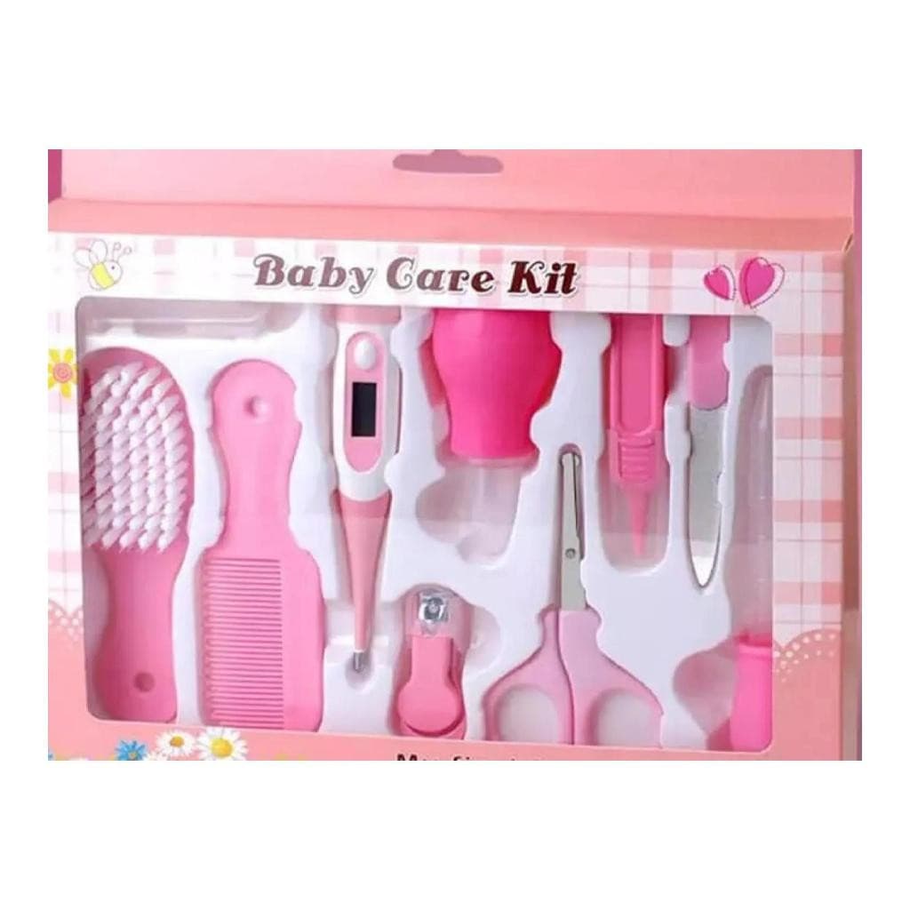 Kit Higiene 10 Peças  Bebê Escova Pente Termômetro Tesoura Cor Rosa azul