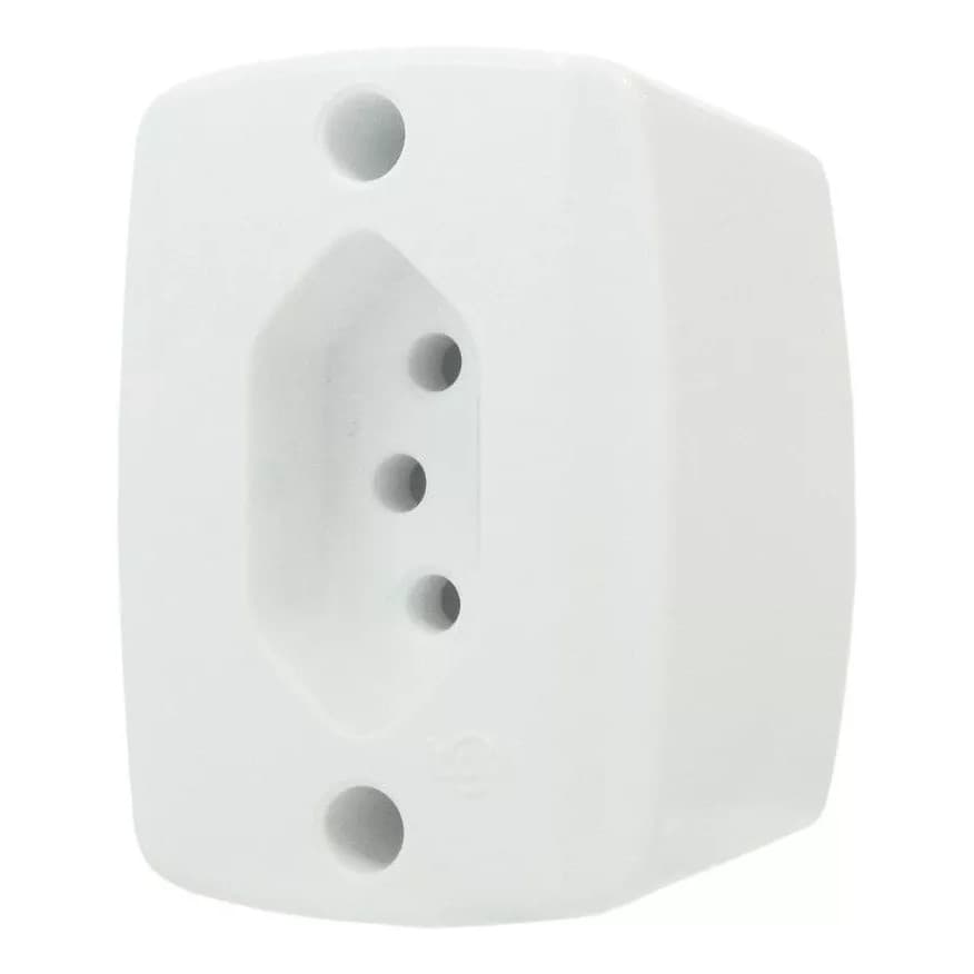 BASE TOMADA RETANGULAR SOBREPOR 10A. BRANCO-ILUMI