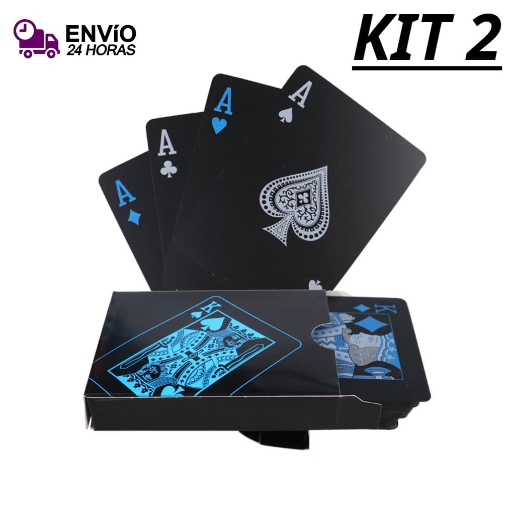 Kit 2 Baralho Preto A Prova De Agua - Baralho Black - Poker Magica