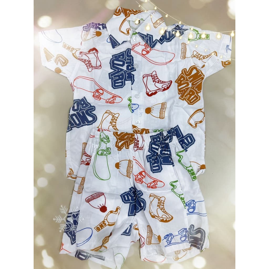 Conjunto Camisa e Bermuda Infantil Floral Mauricinho Blogueiro Florido Havaiano Estampado Floralecidos  100% viscore