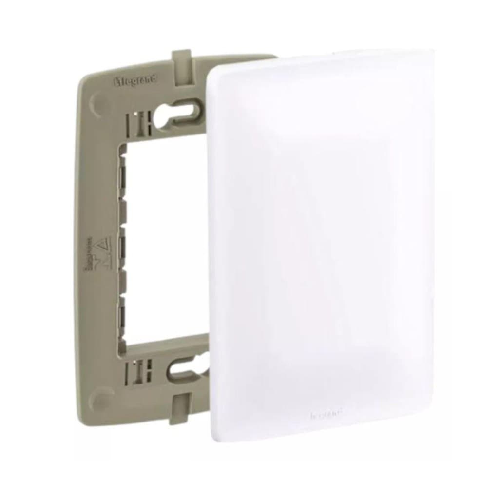 Conjunto Placa Cega + Suporte Branco Zeffia Legrand Kit Tampa
