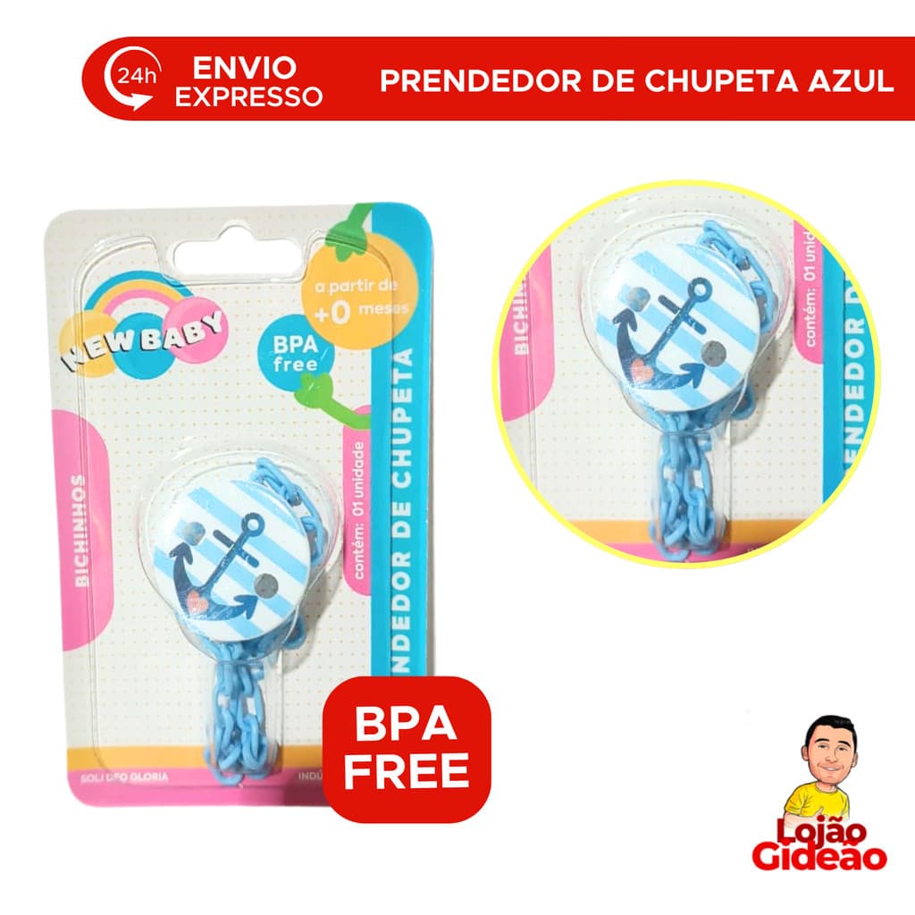 Prendedor De Chupeta Clipes Para Menino Cor Azul Resistente