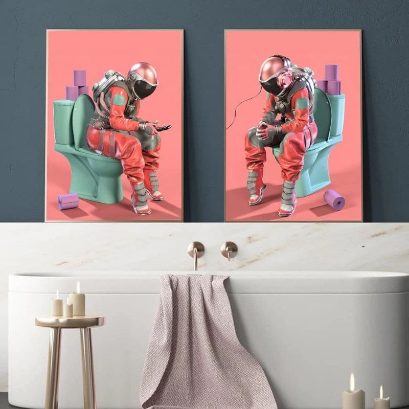 Quadro placa decorativa 2 peças tela do banheiro 20x30 Alta Qualidade 4k