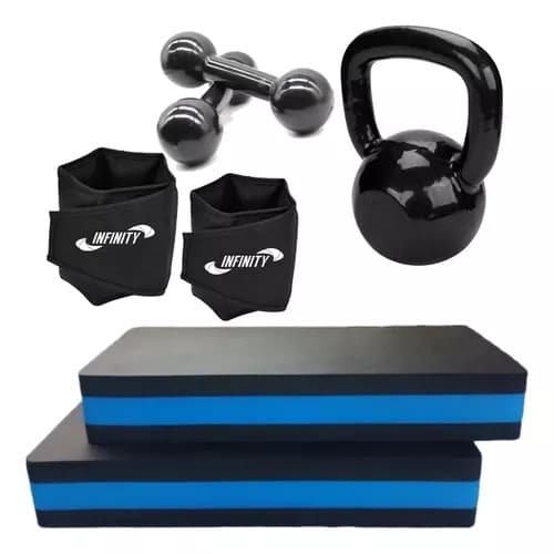 KIT FUNCIONAL 2 STEP 60CM  + HALTER + CANELEIRA + KETTLEBELL